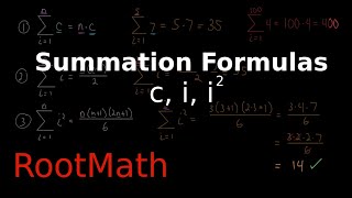 Summation Formulas and Sigma Notation Part 2 Formulas [upl. by Benedetta]