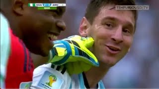 Nigerias goalkeeper touching Messi to see if hes human [upl. by Balfour]