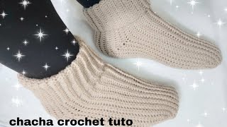 Tuto chaussettes pour adultes au crochet [upl. by Kliment]