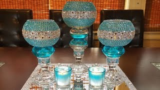 centerpiece ideas DIY glamorous candleholder centerpiece [upl. by Leirbaj]