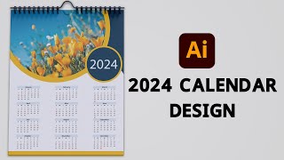 How to Design 1 Page Calendar 2024 in Illustrator  Tutorial for Beginner [upl. by Doownil]