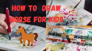 How to draw horse for kids  How to color horse with pencil [upl. by Sidky]