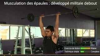 Développé militaire à la barre debout  Muscler les épaules  French Press par Allmusculation [upl. by Darom]