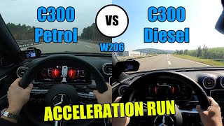 C300 vs C300d W206  100200kmh amp 0100kmh  ACCELERATION  CarPerformance Media [upl. by Barabbas]