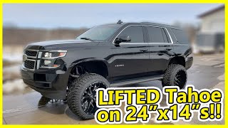 You Must look at this CHEVY Lifted TAHOE ON 24X14s Hardrockoffroad Wheels with 6quot Procomp Lift [upl. by Yeliak]