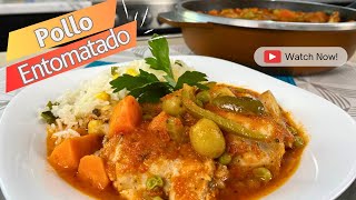 POLLO ENTOMATADO con papas l una opción RICA ECONÓMICA Y MUY FÁCIL [upl. by Gebler389]