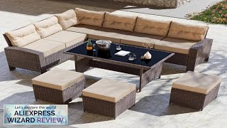 7 Piece Outdoor Patio Furniture Set AllWeather Wicker Rattan Sofa Set Outdoor Review [upl. by Emmuela]