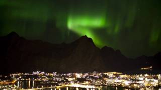 The Northern Light above Svolvær city Lofoten Norway [upl. by Hctub]