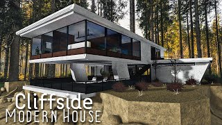 Bloxburg Cliffside Hanging Modern House  Roblox Bloxburg  Speedbuild [upl. by Silbahc337]