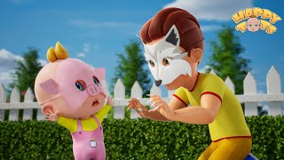 Three Little Pigs  Nursery Rhymes for Kids  Happy Tots [upl. by Azral269]