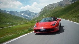 Ferrari 458 Spider on the Stelvio Pass  CAR and DRIVER [upl. by Yrhcaz]