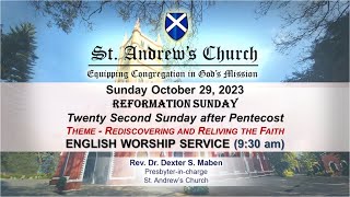 St Andrews Church  English Worship Service 930 AM LIVE  29 October 2023 [upl. by Hershel939]