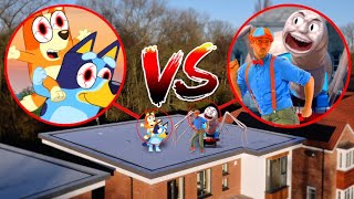 BLUEY AND BINGO FIGHT BLIPPI AND CURSED THOMAS THE TRAIN IN REAL LIFE [upl. by Ahsilef]