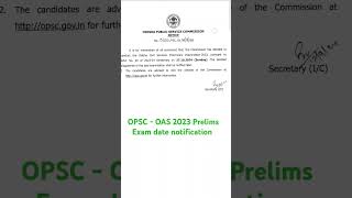 Opsc OAS 2023 Prelims exam date is out  OAS 2023 Prelims date  OAS exam  Opsc  Oas  OCS 2023 [upl. by Aneleve]