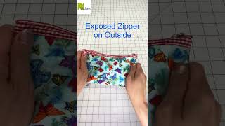 ⬆️Watch Full Tutorial  How to Sew a Pouch Exposed Zipper and lining  Easy Diy sewing diypouch [upl. by Nadaha865]