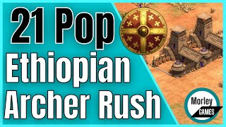 AOE2 Archer Rush Build Order Tutorial  21 Pop Ethiopian Archer Rush [upl. by Bodrogi757]