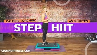 45 Min Cardio HIIT With a STEP Bench  HOME WORKOUT [upl. by Alicul]