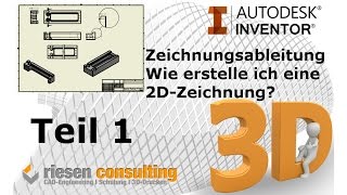 Inventor 2DZeichnungsableitung Zeichnung erstellen Teil 1 Grundlagen CAD Deutsch Schulung Training [upl. by Aicirtap]