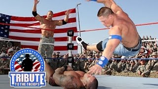 John Cena Batista amp Rey Mysterio vs Randy Orton amp JeriShow Tribute to the Troops Dec 20 2008 [upl. by Nnairol]