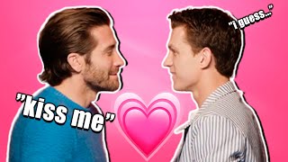 Jake Gyllenhaal Cant Stop Staring At Tom Holland In This Interview [upl. by Tarkany]