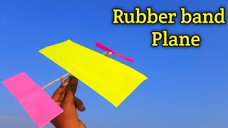 How to make rubber band propeller plane  how to make helicopter  how to make paper plane kite [upl. by Alym]