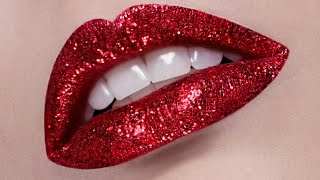 Red Lips Glitter Makeup Tutorial [upl. by Collette890]