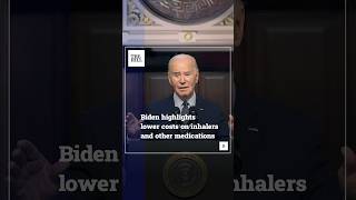 Biden highlights lower costs on inhalers and other medications [upl. by Eimyaj458]