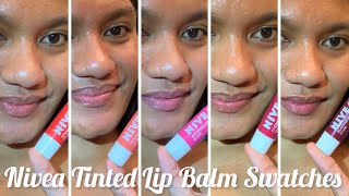 Nivea Tinted Lip Balm Swatches  Blackberry Cherry Strawberry Watermelon Peach  MrsSmith1919 [upl. by Mena]