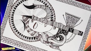 Doodle mandala art of lord Shiva for meditation Creative Shiva Drawing MANDALA LacraftsVilla [upl. by Behlau]