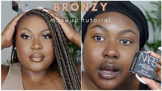 Bronzy Full Face Routine for Dark Skin  ft NEW Nars Soft Matte Concealer and Foundation [upl. by Wing]