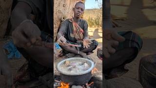 Wow ‼️😋 The Soup is ready This mamas awaits for breakfast hadzabetribe villagelife food [upl. by Stanford816]