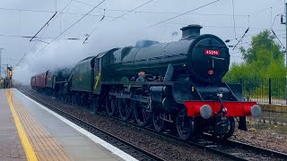 45596 Bahamas amp 44932 Pass Through Warrington Bank Quay Heading for Carnforth Steamtown [upl. by Gordy]