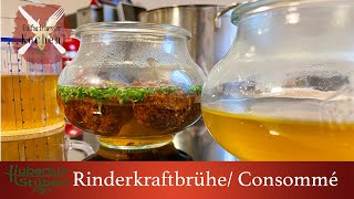 Leichte Rinderkraftbrühe Consommé Klären und veredeln der Rinderbrühe [upl. by Milewski699]