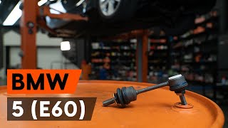 How to change rear anti roll bar link  rear drop link on BMW E60 TUTORIAL AUTODOC [upl. by Culliton738]