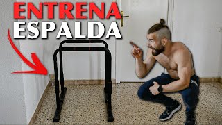 Los MEJORES EJERCICIOS de ESPALDA Con BARRAS PARALELAS 💪🏼 Rutina de 5 minutos [upl. by Acceber]