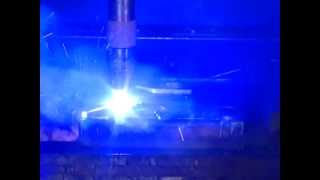 Plasma Cutting 2quot steel with Hypertherm HPR 400XD [upl. by Bibbye]