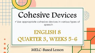 Cohesive Devices  English 8  Quarter 3  Weeks 56  MELCBased Lesson [upl. by Eremaj]