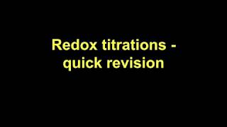 Quick Revision  Redox titrations [upl. by Thecla]