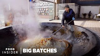 How 350 Kilogram Batches Of Plov Rice Pilaf Are Cooked Daily In Uzbekistan  Big Batches [upl. by Iznekcam1]