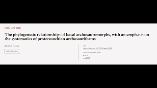 The phylogenetic relationships of basal archosauromorphs with an emphasis on the sys  RTCLTV [upl. by Aihtebat]