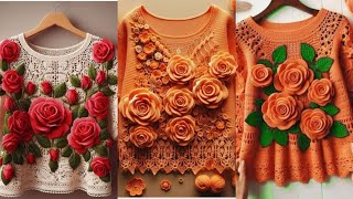 TOP 50 BEST DESIGNER IDEAS OF BEAUTIFUL EASY TRENDY CROCHET EMBROIDERY HANDMADE BLOUSE AND TOP IDEAS [upl. by Ecirtak]