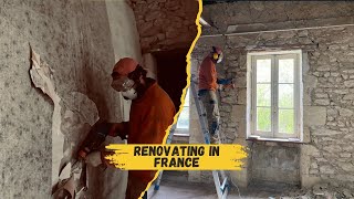 DEMO Pursues  Knocking Down Moldy Walls Renovating an old stone house in France [upl. by Elleined]