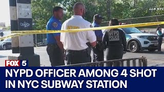 NYPD officer among 4 shot in NYC subway station [upl. by Aicinad739]