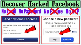 How to Recover Hacked Facebook Account on PC 2022 Without Email and Password Phone number OTP [upl. by Eenattirb72]