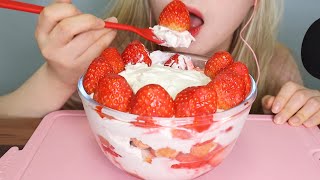 RECIPEASMR 딸기 왕창 넣은 딸기 티라미수 먹방이팅사운드 STRAWBERRY TIRAMISU MUKBANGEATINGSOUNDS [upl. by Ahsinauq]