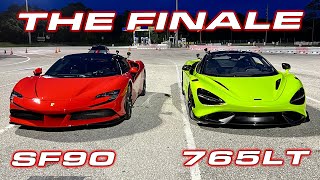 THE FINALE  OUR CLOSEST RACE EVER  1000 HP Ferrari SF90 vs McLaren 765LT [upl. by Norok942]