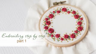 Embroidery step by step lesson Part 1 Woven rose stitch [upl. by Kwok192]