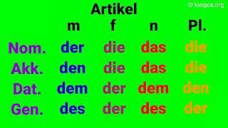 Artikel der die das den dem des Nominativ Akkusativ Dativ Genitiv Tabelle Beispiele ein [upl. by Macintyre]