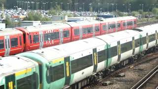 Gatwick Express and Southern Electrostars arrivals into London Gatwick [upl. by Yahsed]