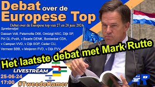 Terugkijken Het laatste debat met Mark Rutte over de Europese Top  Tweede Kamer [upl. by Fleece128]